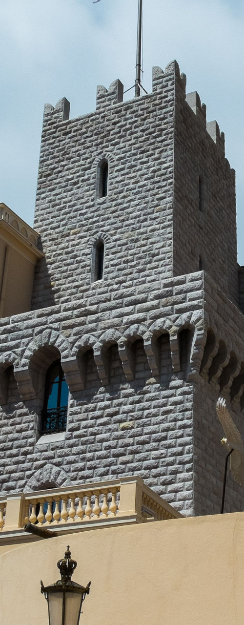 Historic stone palace with clock tower