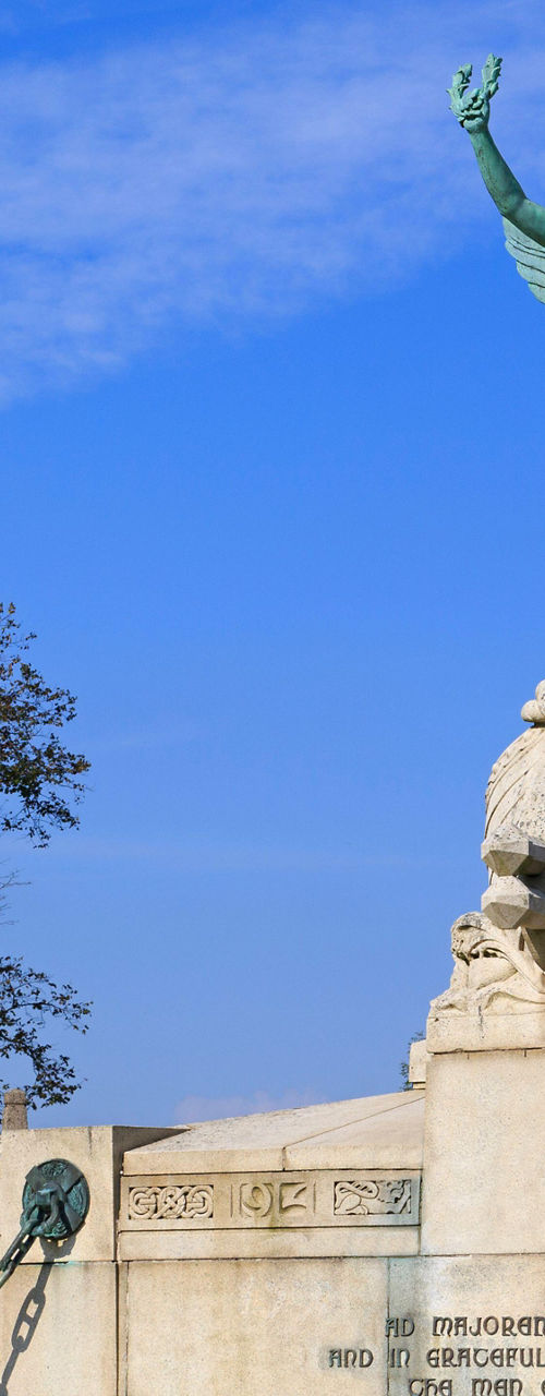 War memorial statue with angel sculpture