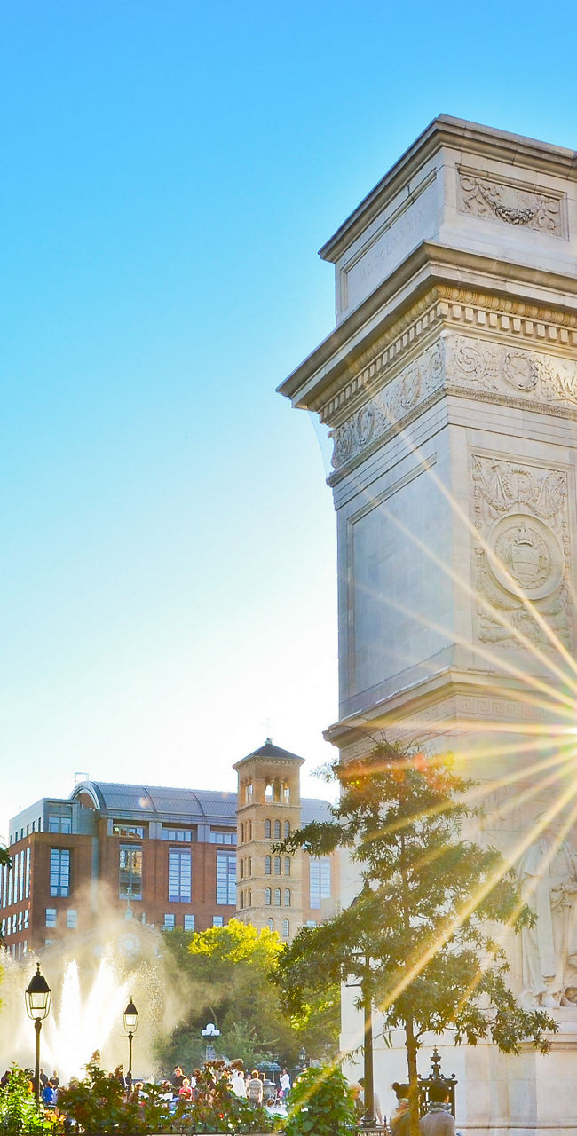 Washington Square Arch in sunlight