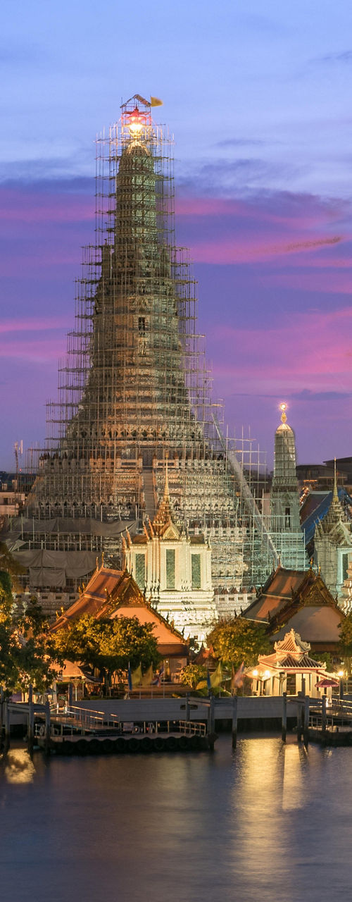 Wat Arun temple at sunset in Bangkok