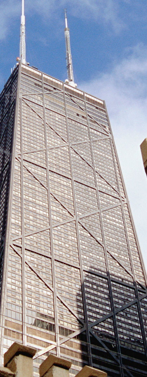 Historic architecture with modern skyscrapers