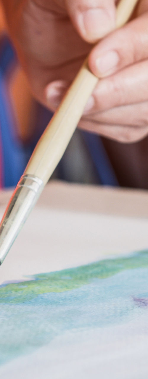 Close-up of watercolor painting in progress
