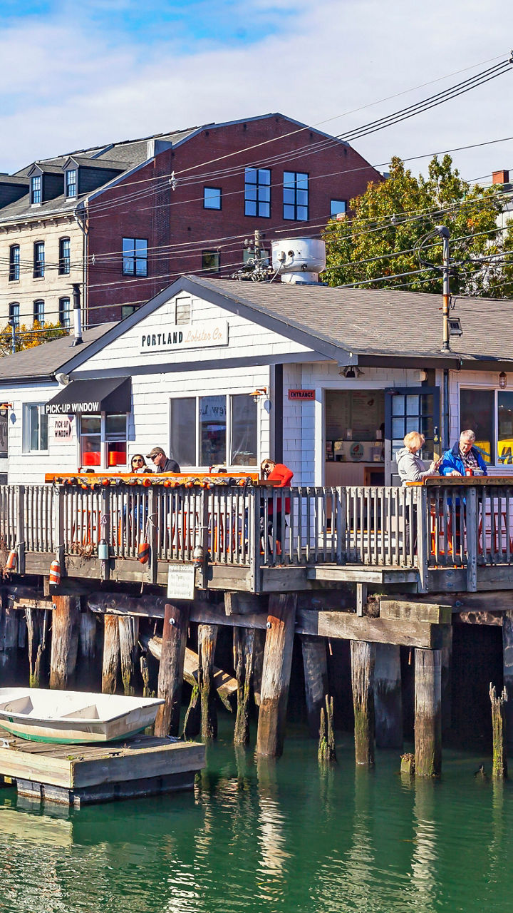 Waterfront restaurant with scenic harbor view