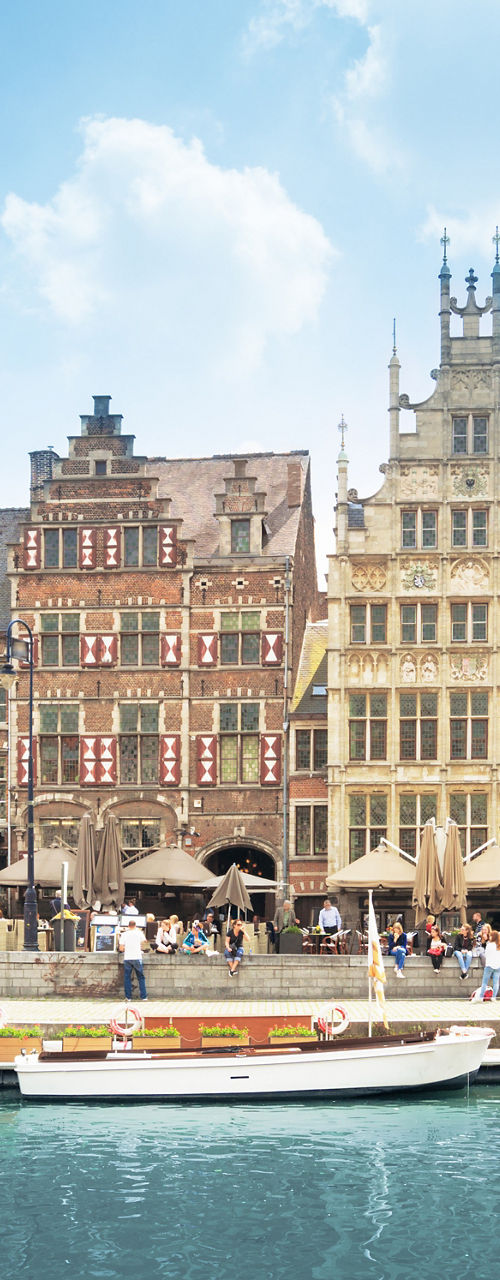 Historic waterfront architecture in Ghent, Belgium
