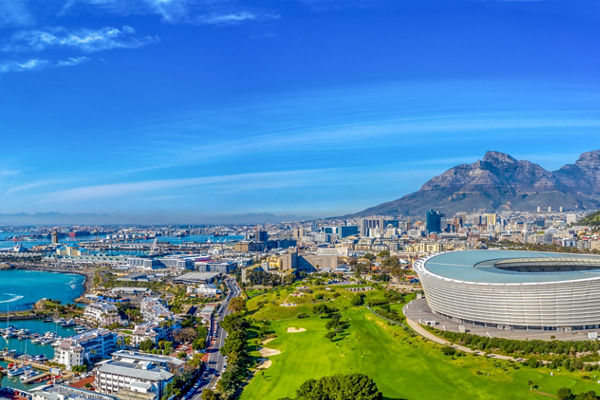 Panoramic aerial view of Cape Town coastline