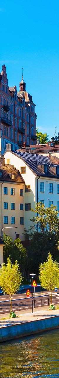 Scenic waterfront view of Stockholm cityscape