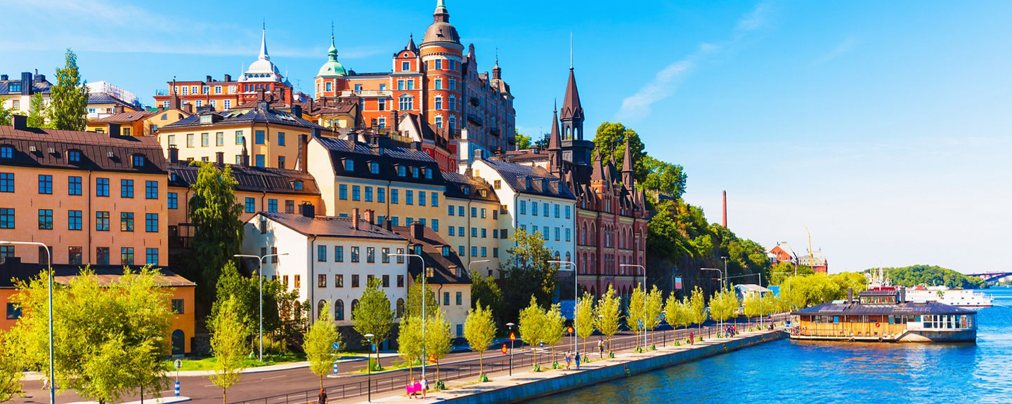 Scenic waterfront view of Stockholm cityscape