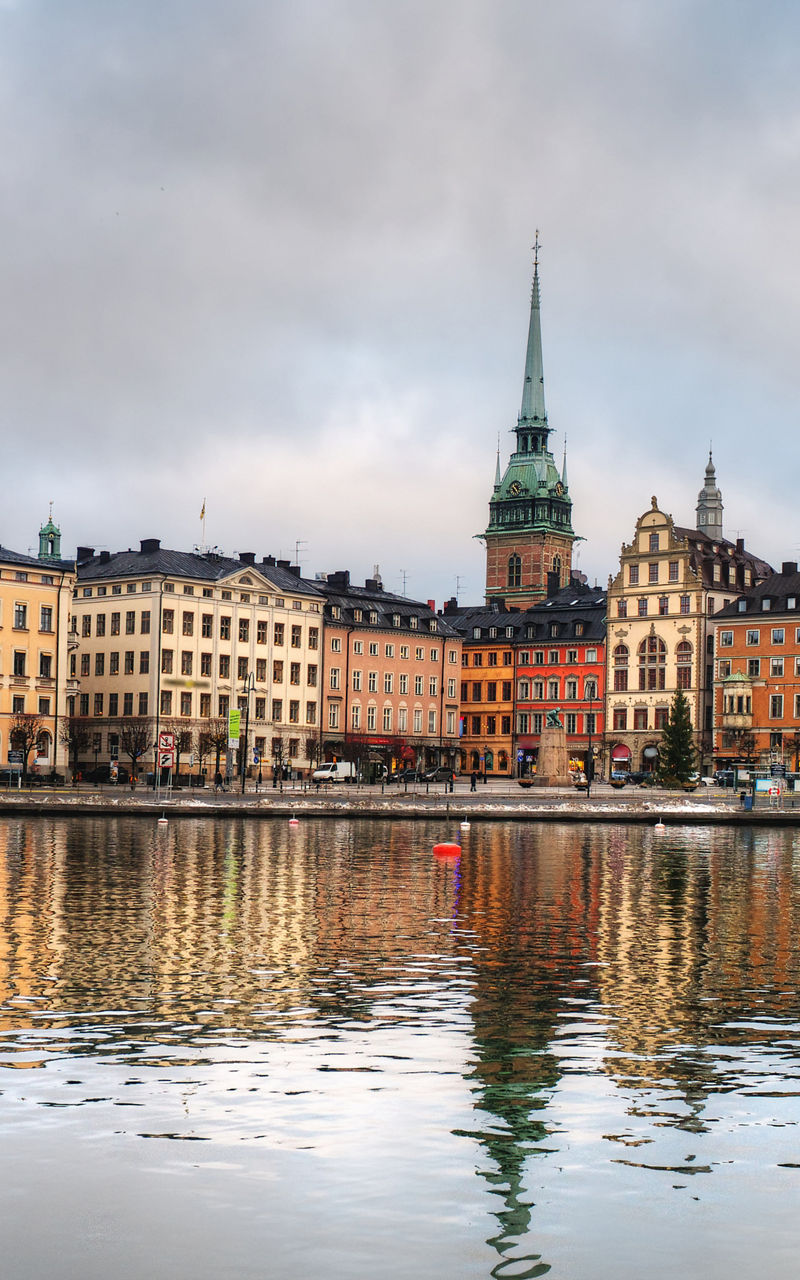Scenic waterfront view of Stockholm cityscape