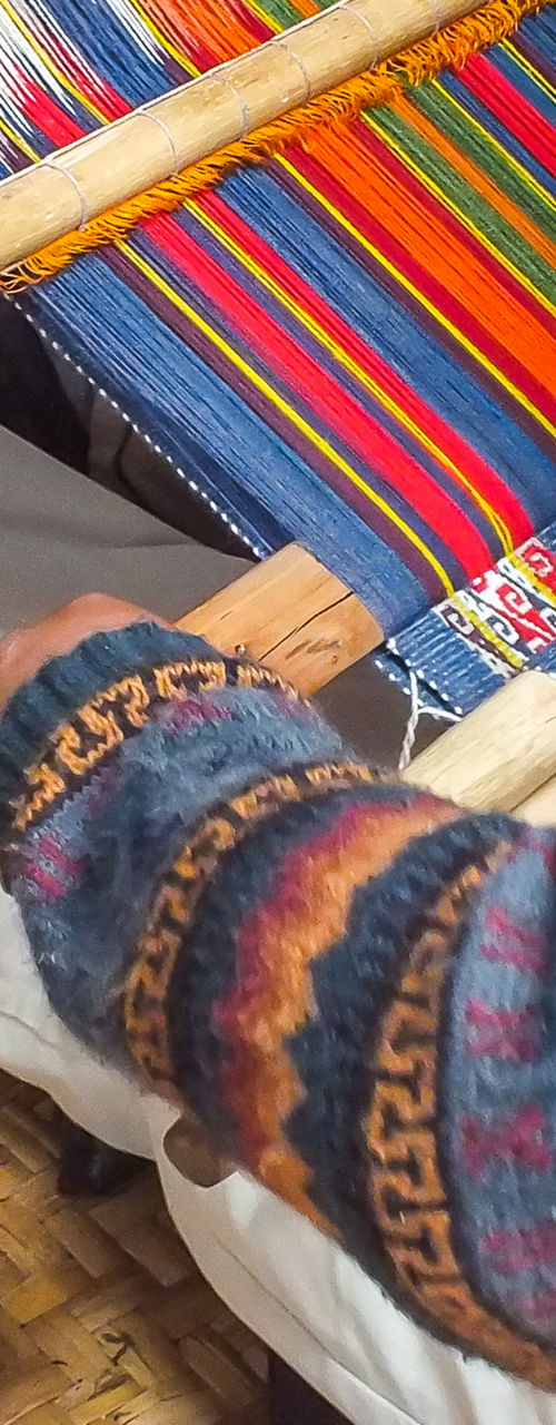 Traditional weaving on a handloom