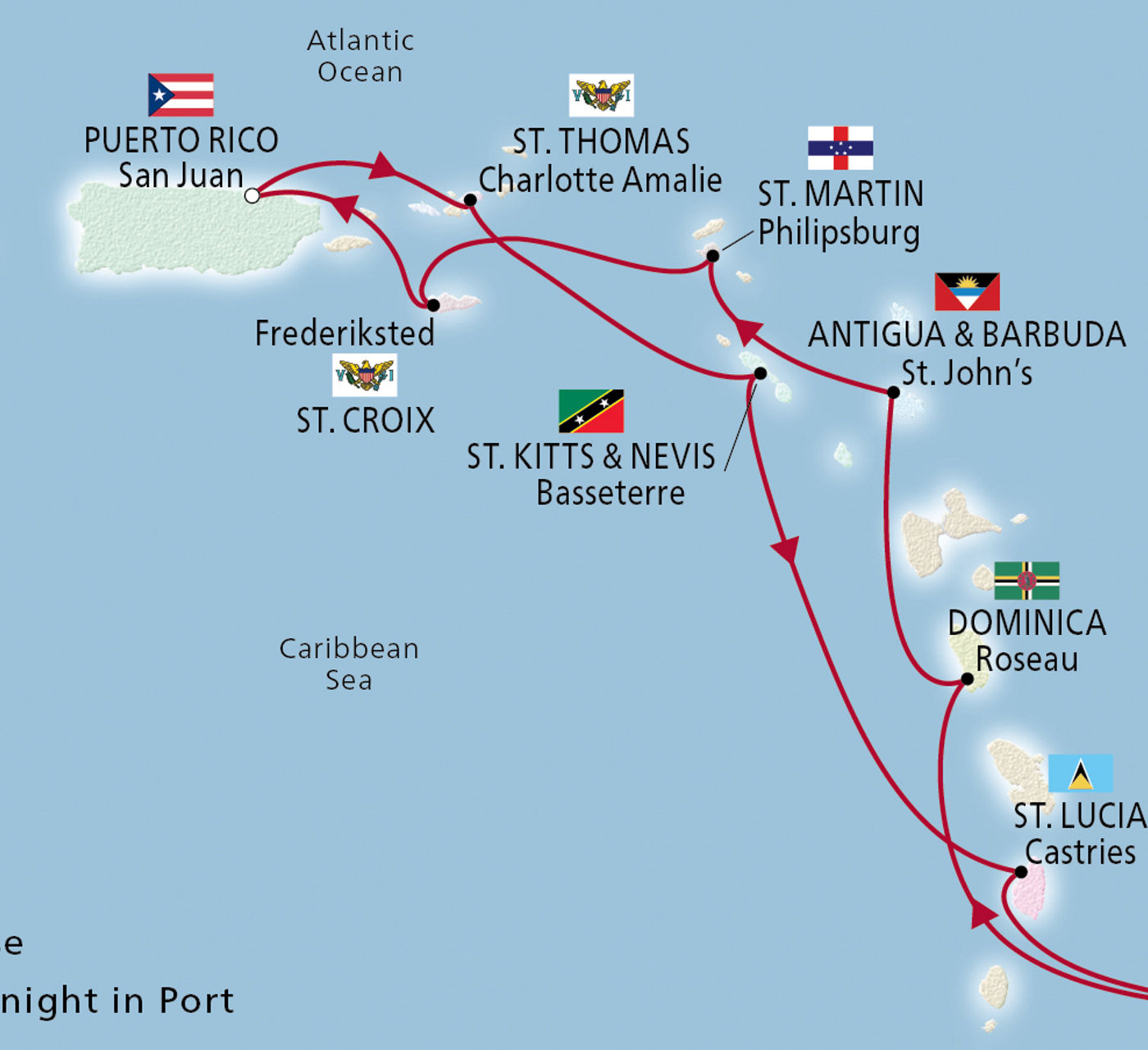 Map of West Indies Explorer itinerary