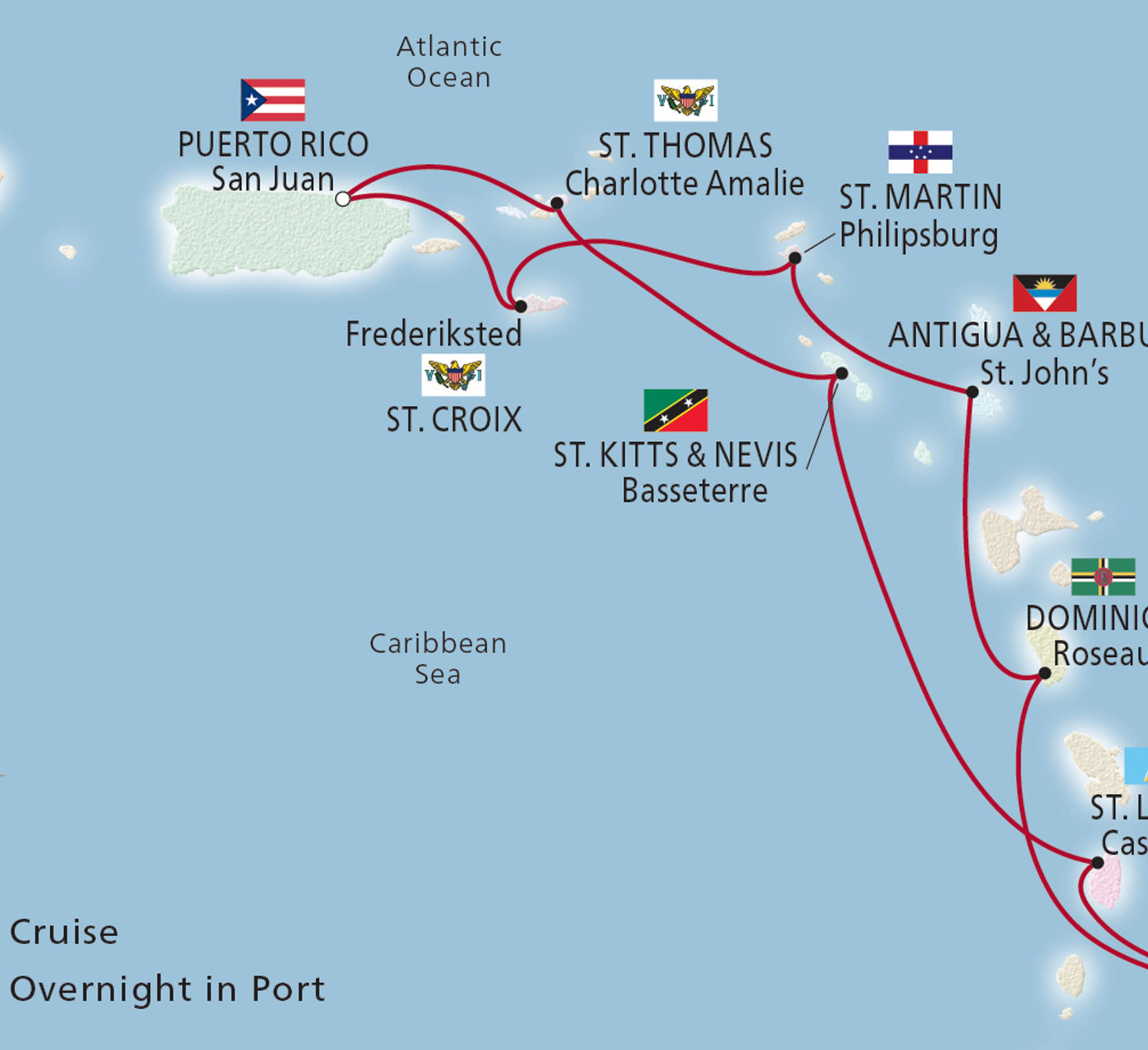 Map of West Indies Explorer itinerary