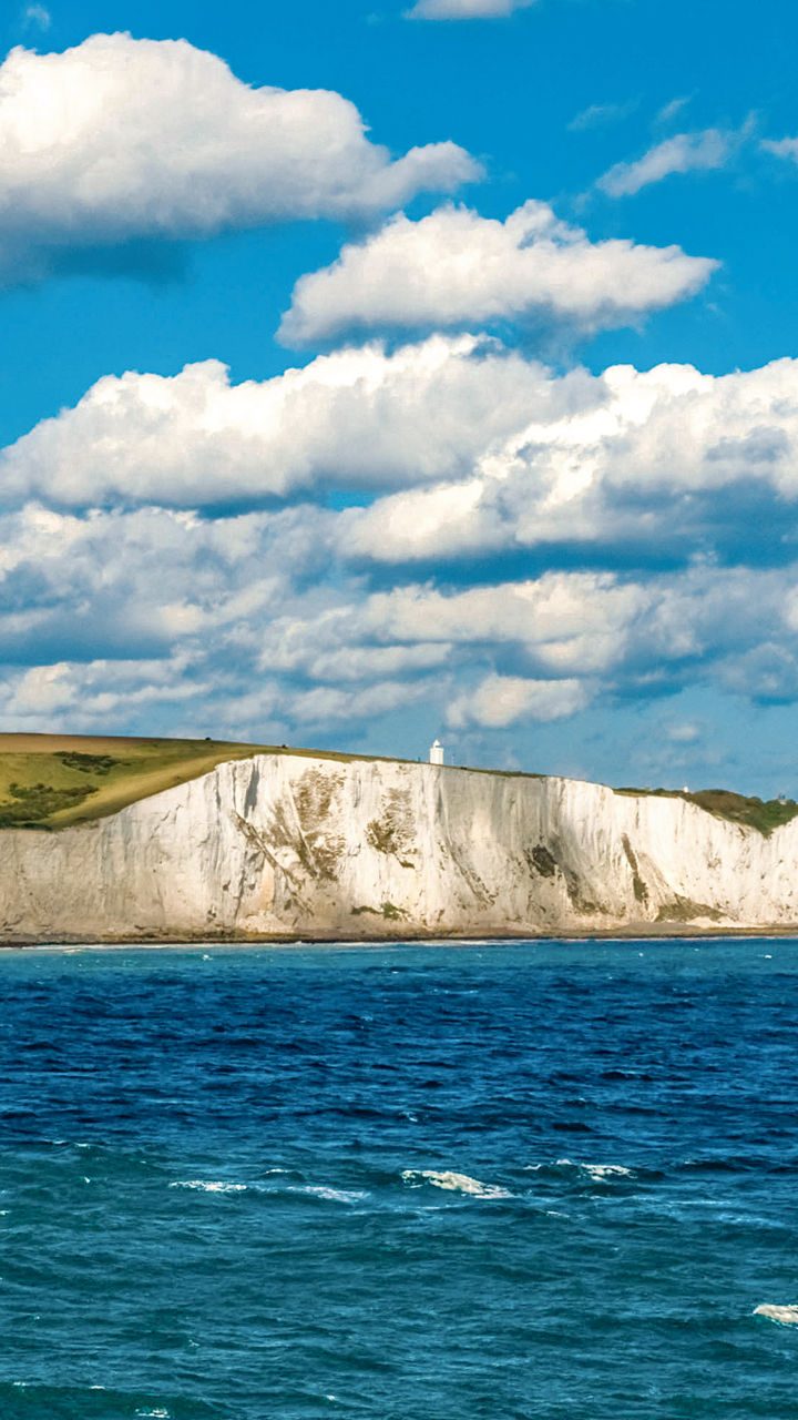 White Cliffs of Dover under blue sky