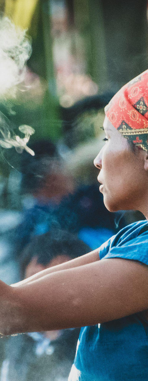 Traditional Ritual with Feathered Headdress