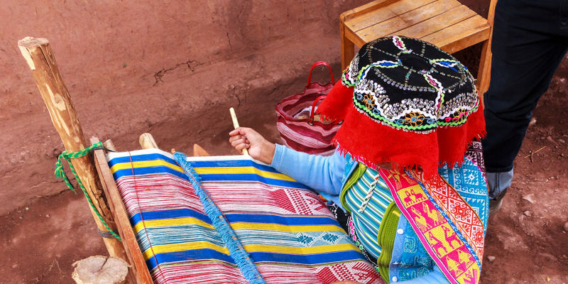 Traditional weaving by Peruvian artisan