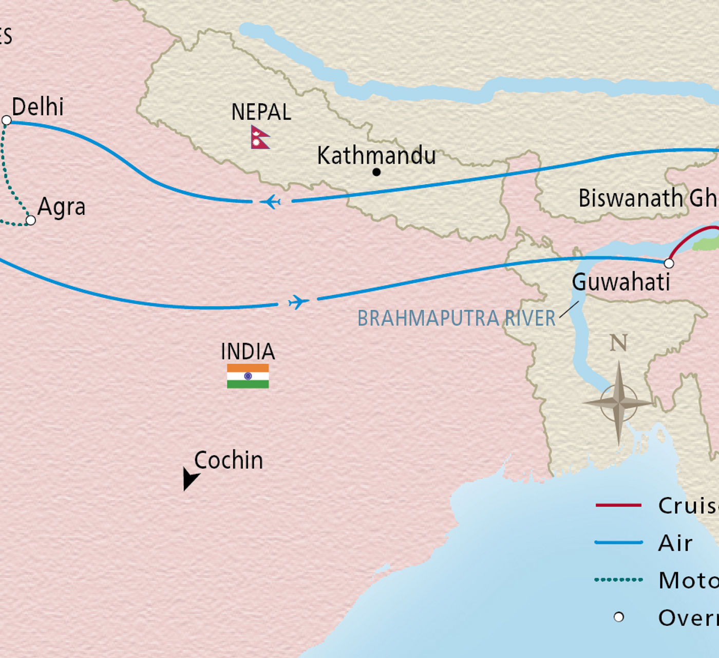 Map of Wonders of India I itinerary