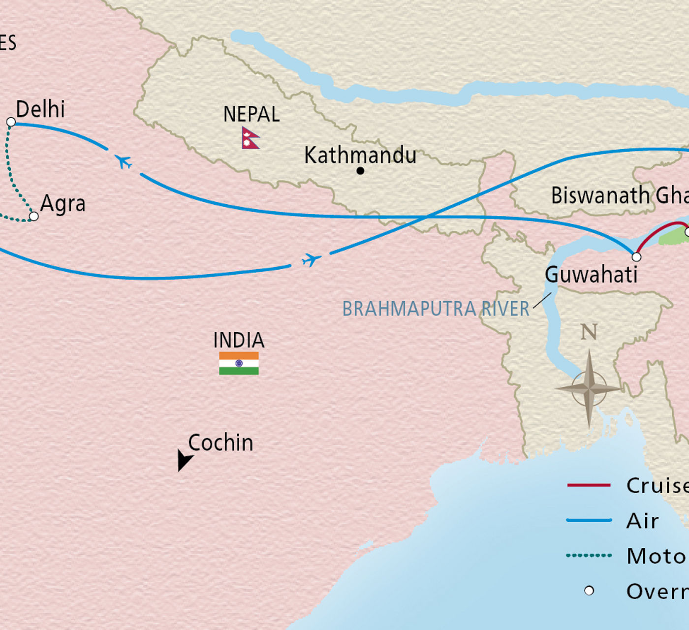 Map of Wonders of India II itinerary