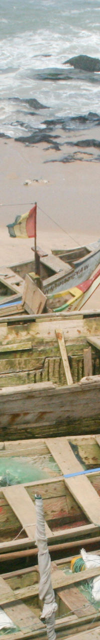 Wooden fishing boats on sandy beach