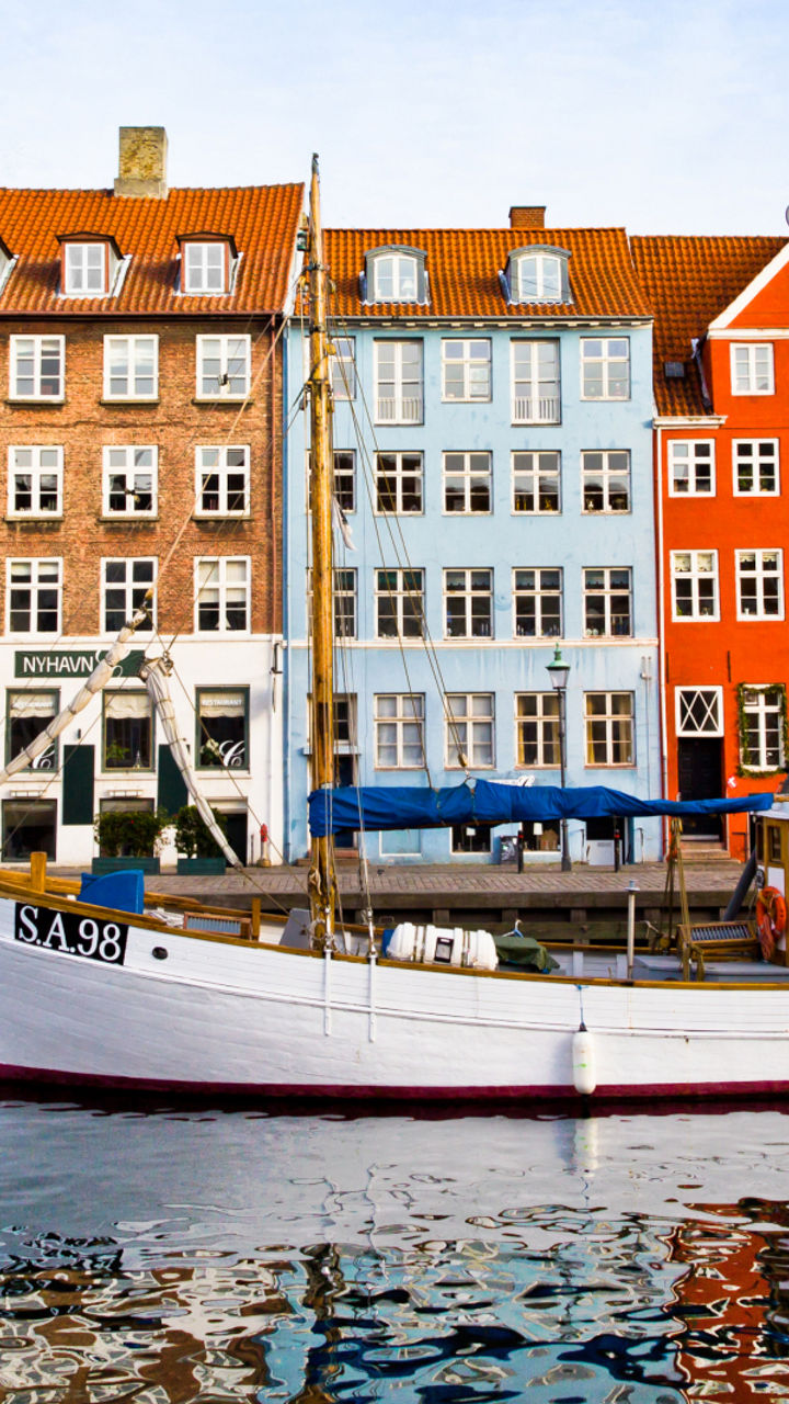 Colorful waterfront buildings in Copenhagen