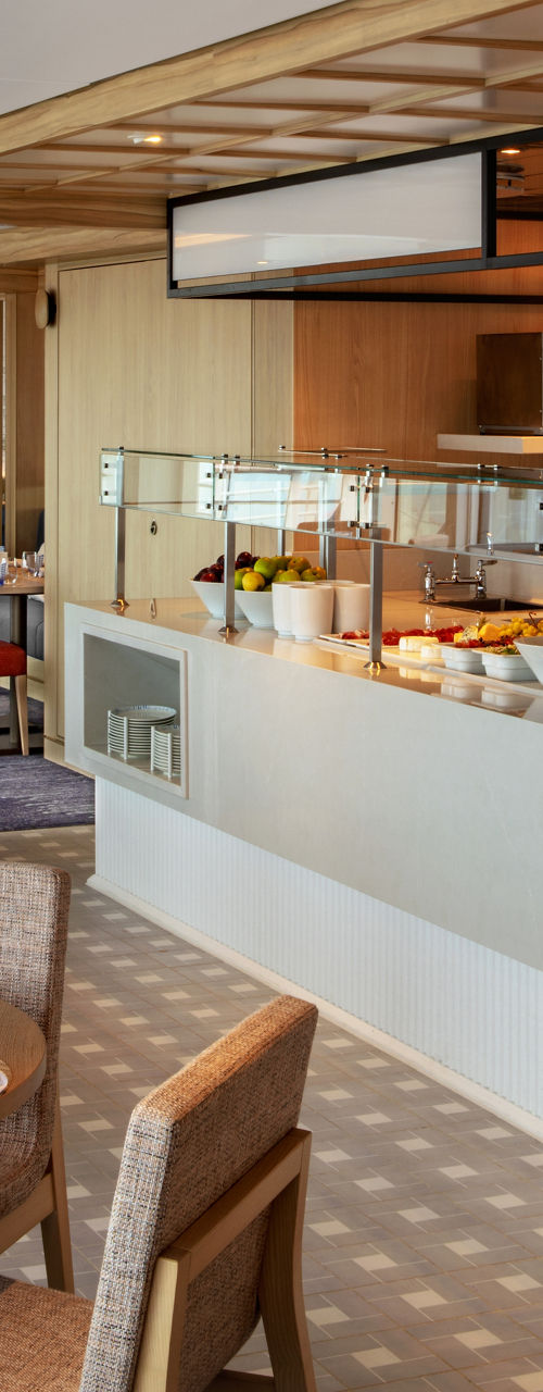 Modern buffet restaurant with seating area