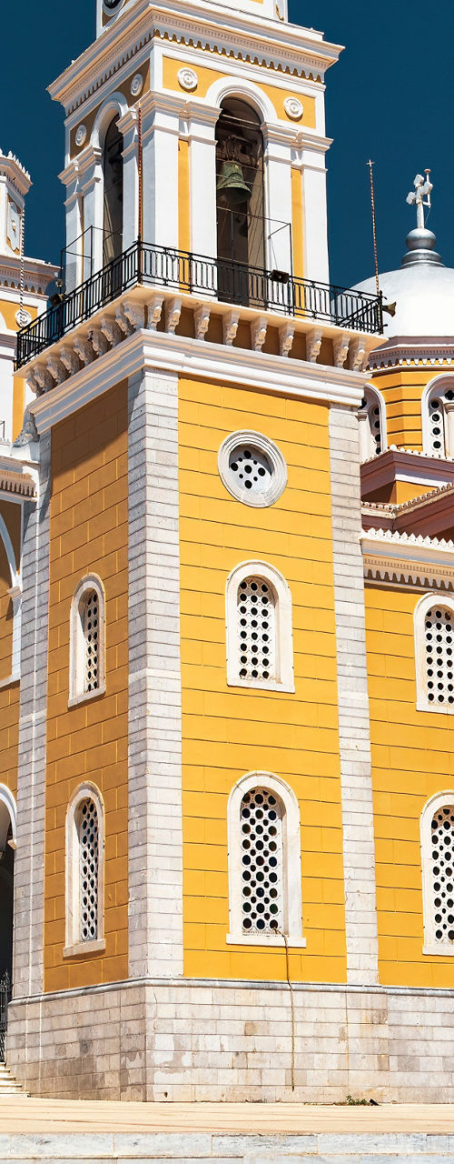 Yellow Orthodox Church with Blue Sky